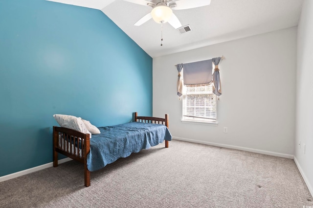 1102 Stanton Pl Unit 1102, Myrtle Beach, SC 29579 - carpeted bedroom featuring vaulted ceiling, baseboards, and ceiling fan