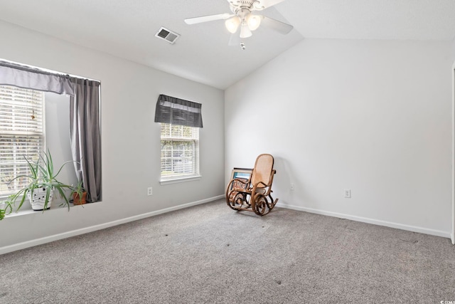 1102 Stanton Pl Unit 1102, Myrtle Beach, SC 29579 - unfurnished room featuring a ceiling fan, carpet flooring, lofted ceiling, and baseboards