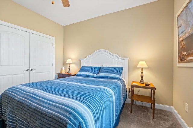 1025 Limpkin Dr, Conway, SC 29526 - bedroom featuring carpet flooring, a closet, and a ceiling fan