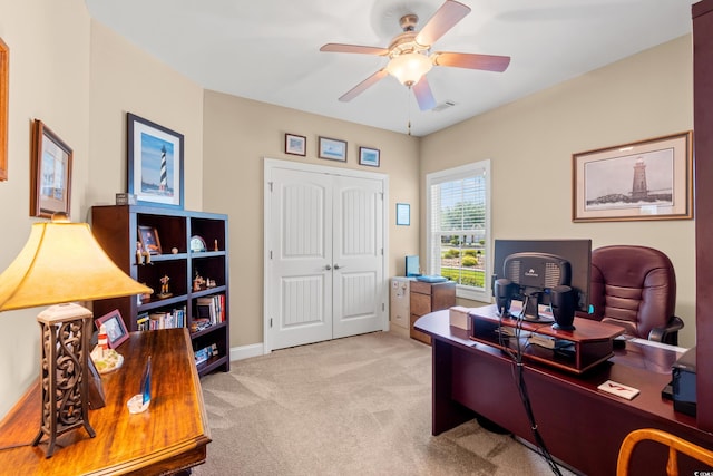 1025 Limpkin Dr, Conway, SC 29526 - home office featuring carpet floors and ceiling fan