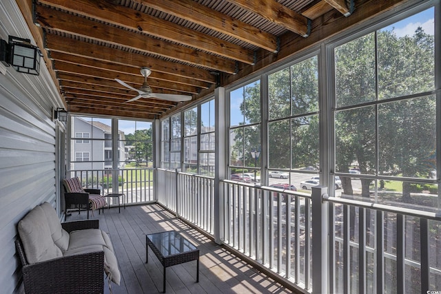4853 Meadowsweet Dr Unit 1805, Myrtle Beach, SC 29579 - unfurnished sunroom featuring a ceiling fan