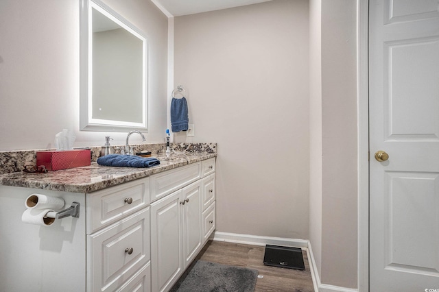 4853 Meadowsweet Dr Unit 1805, Myrtle Beach, SC 29579 - bathroom with wood finished floors, vanity, and baseboards