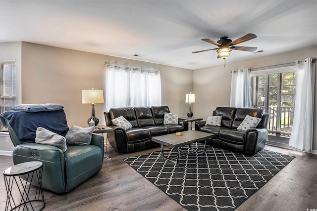 4853 Meadowsweet Dr Unit 1805, Myrtle Beach, SC 29579 - living area featuring ceiling fan and wood finished floors