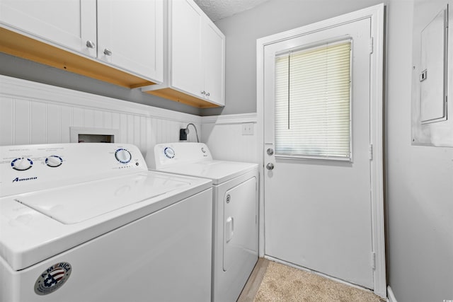 755 Burcale Rd Unit E-3, Myrtle Beach, SC 29579 - laundry room with washing machine and dryer, cabinet space, wainscoting, and electric panel