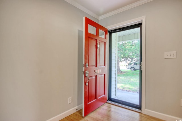 900 47th Ave N, Myrtle Beach, SC 29577 - entrance foyer with light wood-style flooring, baseboards, and ornamental molding