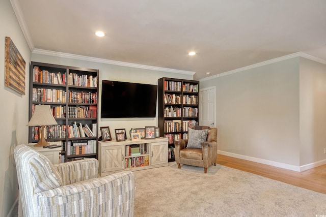 900 47th Ave N, Myrtle Beach, SC 29577 - living area with baseboards, ornamental molding, recessed lighting, and wood finished floors