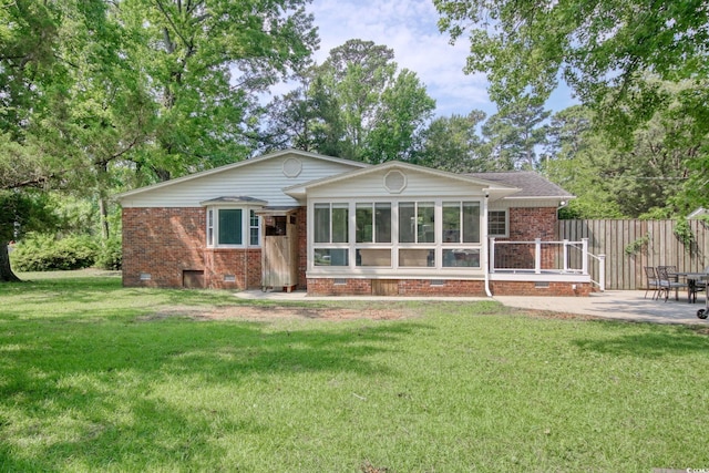 900 47th Ave N, Myrtle Beach, SC 29577 - back of property with crawl space, a patio, and brick siding