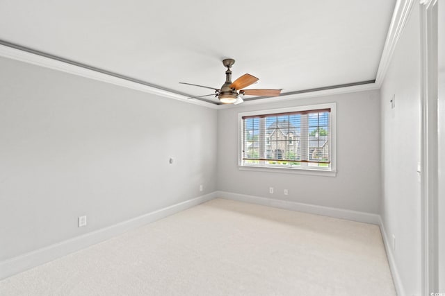 528 Chamberlin Rd, Myrtle Beach, SC 29588 - empty room with ornamental molding, a ceiling fan, light carpet, and baseboards