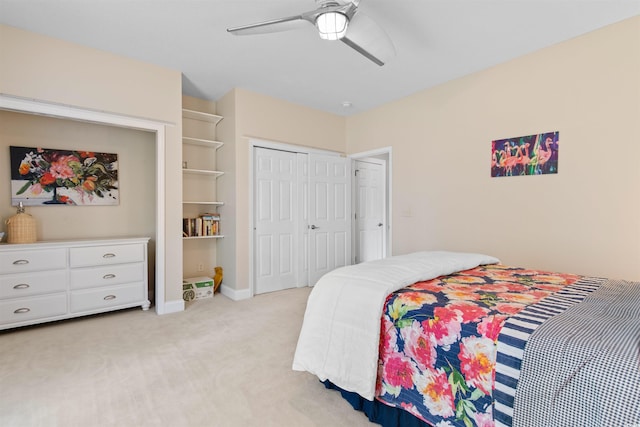 4826 Keel Ct, Myrtle Beach, SC 29579 - bedroom with light colored carpet, a closet, and a ceiling fan