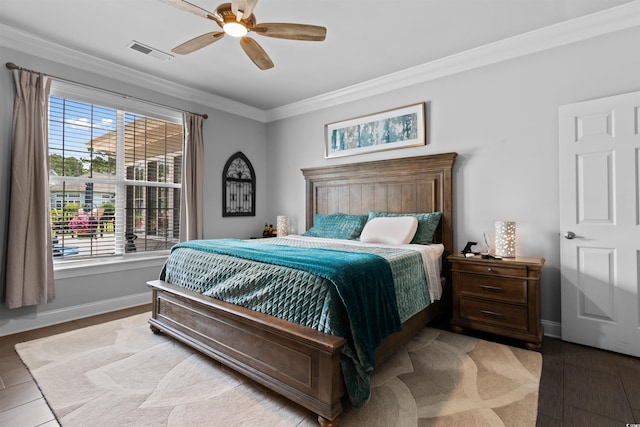 4826 Keel Ct, Myrtle Beach, SC 29579 - bedroom featuring ornamental molding, multiple windows, and a ceiling fan