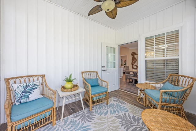 2405 Duffy St, North Myrtle Beach, SC 29582 - living area with wood finished floors and a ceiling fan