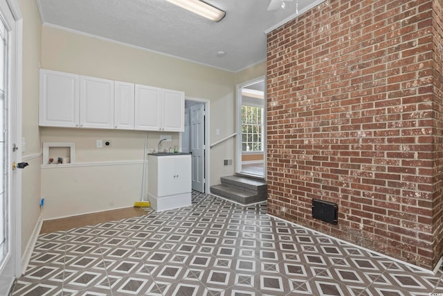1043 S Main St, Aynor, SC 29511 - washroom with cabinet space, hookup for an electric dryer, crown molding, baseboards, and hookup for a washing machine