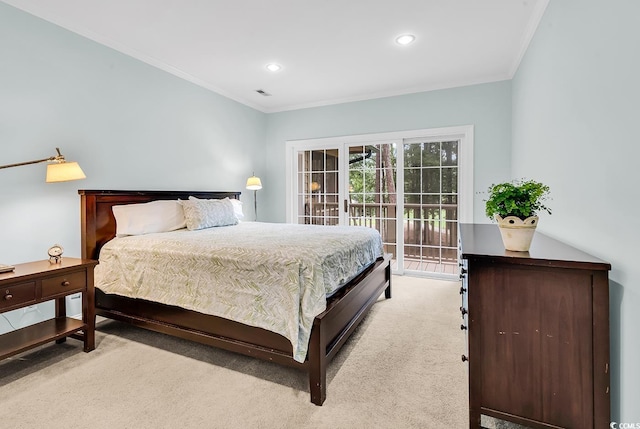 179 Golden Bear Dr Unit C4, Pawleys Island, SC 29585 - bedroom with light carpet, ornamental molding, recessed lighting, and access to outside