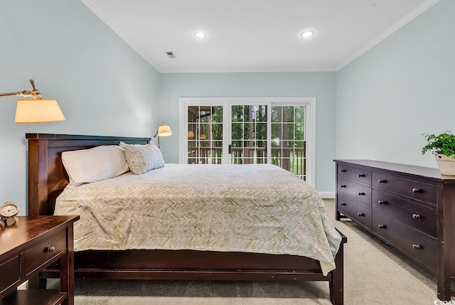 179 Golden Bear Dr Unit C4, Pawleys Island, SC 29585 - bedroom featuring light colored carpet, crown molding, recessed lighting, and baseboards