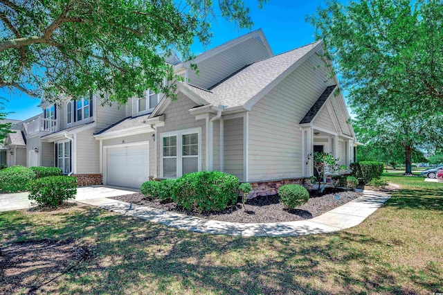 205 Threshing Way Unit 1052, Myrtle Beach, SC 29579 - view of home's exterior with an attached garage, a yard, a shingled roof, and concrete driveway
