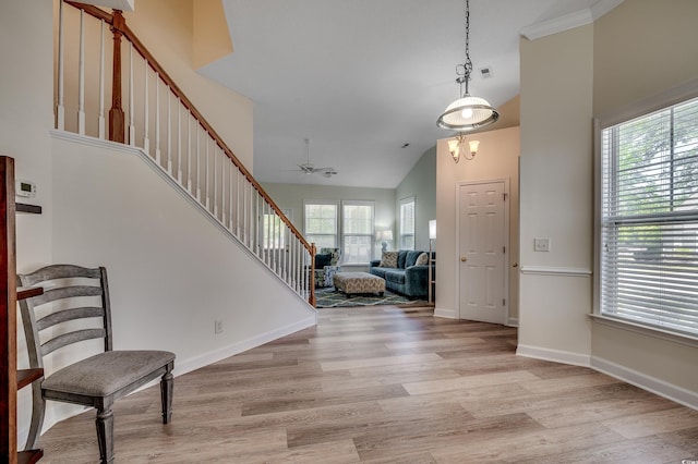 205 Threshing Way Unit 1052, Myrtle Beach, SC 29579 - entrance foyer with stairs, plenty of natural light, light wood-type flooring, and high vaulted ceiling
