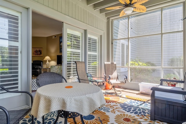1221 Tidewater Dr Unit 2112, North Myrtle Beach, SC 29582 - sunroom with a ceiling fan and outdoor dining space