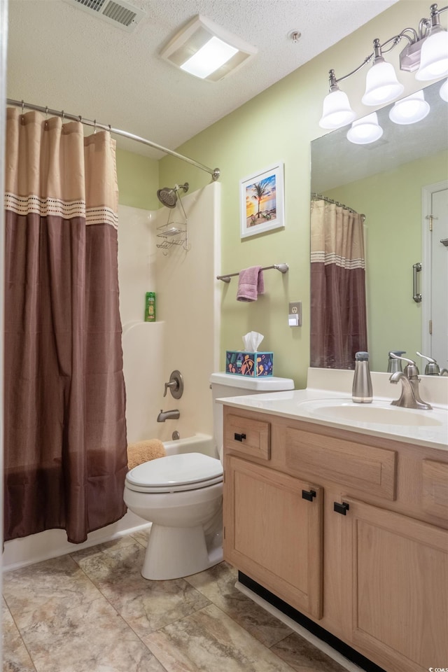 1221 Tidewater Dr Unit 2112, North Myrtle Beach, SC 29582 - full bath with shower / bath combo, vanity, toilet, and a textured ceiling