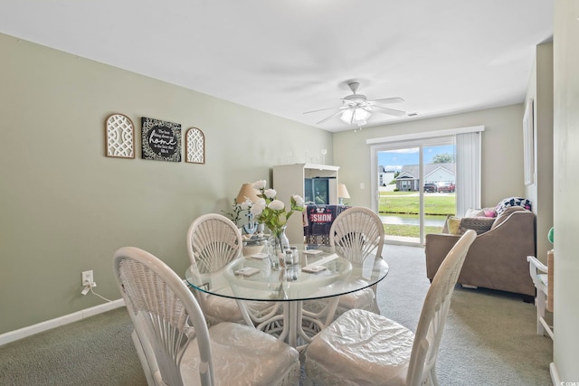 3676 Clay Pond Village Ln Unit 4, Myrtle Beach, SC 29579 - dining area featuring carpet, a ceiling fan, and baseboards