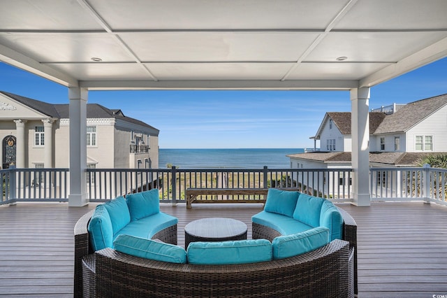 139 Pioneer Loop, Georgetown, SC 29440 - deck featuring an outdoor living space and a water view