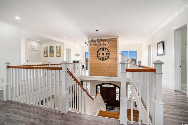 139 Pioneer Loop, Georgetown, SC 29440 - entrance foyer featuring wood finished floors, recessed lighting, ornamental molding, and a chandelier