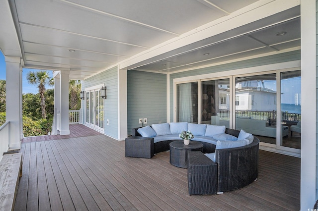 139 Pioneer Loop, Georgetown, SC 29440 - wooden deck with an outdoor living space