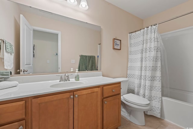 278 Carolina Crossing Blvd, Little River, SC 29566 - bathroom featuring vanity, tile patterned floors, and shower / tub combo with curtain