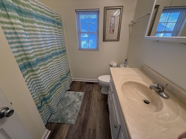 6001-Z67 S Kings Hwy, Myrtle Beach, SC 29575 - full bathroom featuring wood finished floors, vanity, baseboards, toilet, and a shower with shower curtain