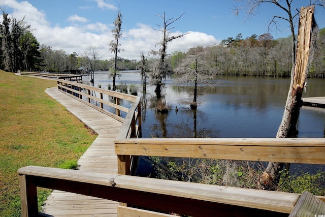 152 Rose Water Loop, Myrtle Beach, SC 29588 - dock area featuring a water view and a yard