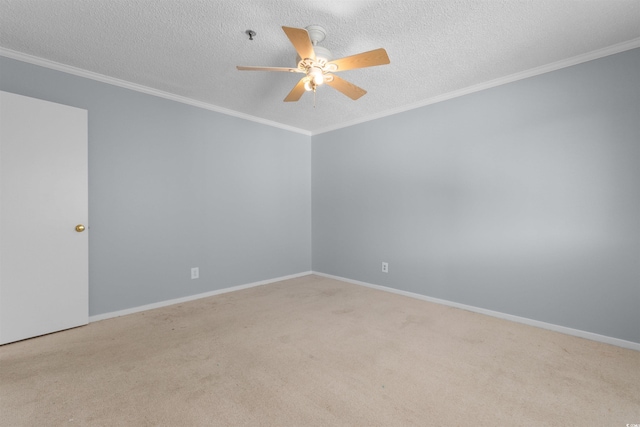 4350 Intercoastal Dr Unit 2408, Little River, SC 29566 - empty room with a ceiling fan, carpet, crown molding, baseboards, and a textured ceiling