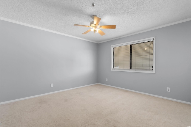 4350 Intercoastal Dr Unit 2408, Little River, SC 29566 - carpeted empty room with ceiling fan, crown molding, a textured ceiling, baseboards, and a pendent fire sprinkler