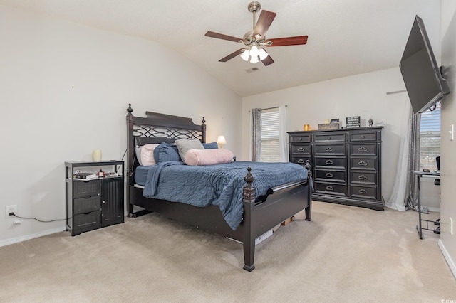 310 Kiskadee Loop Unit D, Conway, SC 29526 - bedroom featuring lofted ceiling, light colored carpet, multiple windows, and ceiling fan