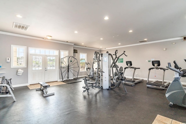310 Kiskadee Loop Unit D, Conway, SC 29526 - gym featuring recessed lighting and ornamental molding