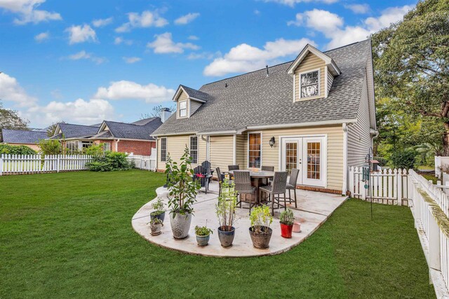 2150 N Berwick Dr, Myrtle Beach, SC 29575 - back of house featuring french doors, a patio, and a shingled roof