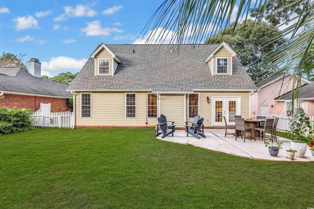 2150 N Berwick Dr, Myrtle Beach, SC 29575 - rear view of house featuring french doors, a patio, and roof with shingles