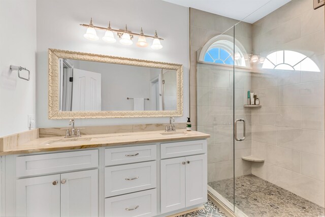 2150 N Berwick Dr, Myrtle Beach, SC 29575 - bathroom featuring a shower stall and double vanity