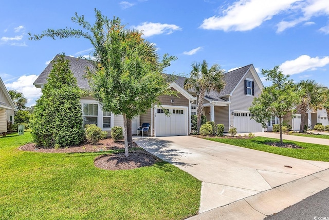 232 Je Edward Dr Unit 19, Myrtle Beach, SC 29588 - obstructed view of property featuring driveway, a front yard, an attached garage, and a shingled roof