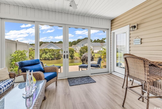 232 Je Edward Dr Unit 19, Myrtle Beach, SC 29588 - sunroom with a water view and ceiling fan
