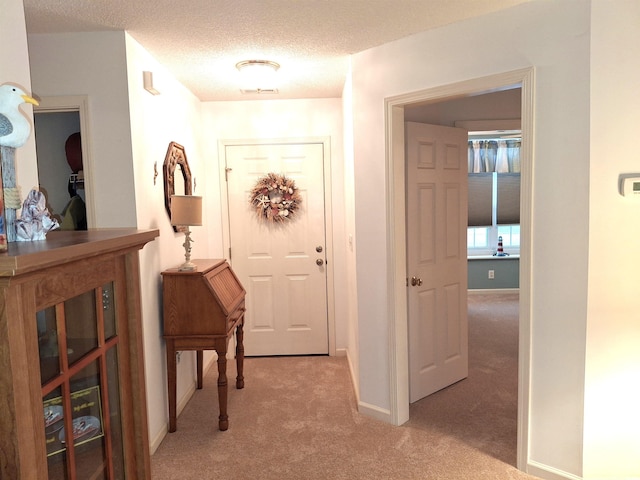 250 Nature Trl, Little River, SC 29566 - entryway featuring light carpet, baseboards, and a textured ceiling