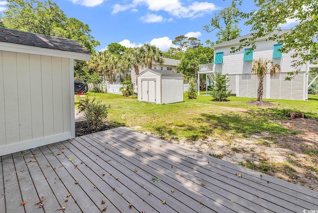 514 6th Ave S, Surfside Beach, SC 29575 - wooden terrace with a storage shed and a yard