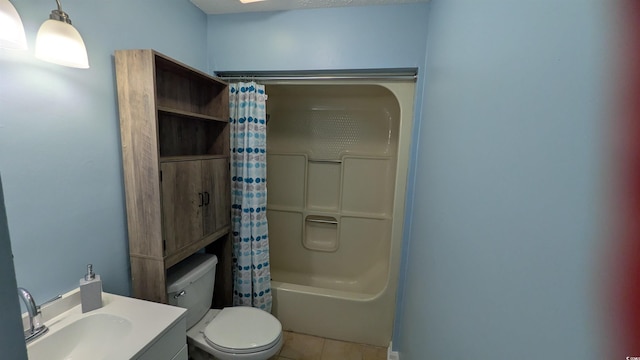 600 Deer Creek Rd Unit D, Surfside Beach, SC 29575 - bathroom featuring toilet, tile patterned floors, vanity, and shower / bath combination with curtain
