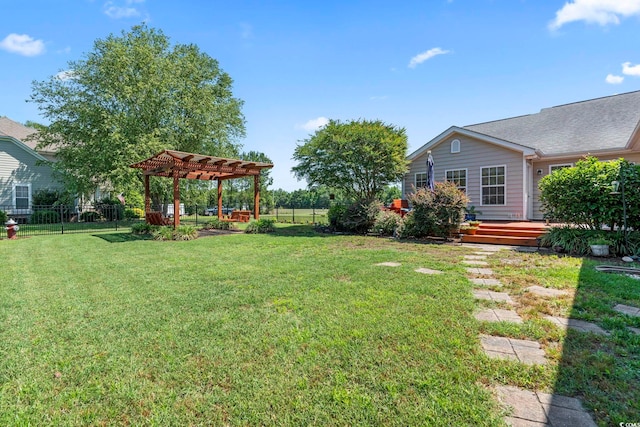 1609 Bridgebrook Ln, Conway, SC 29527 - view of yard with a pergola and a wooden deck