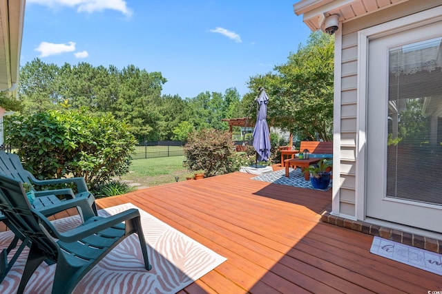 1609 Bridgebrook Ln, Conway, SC 29527 - wooden terrace featuring a fenced backyard and outdoor dining area