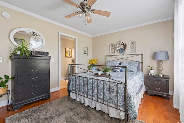 1609 Bridgebrook Ln, Conway, SC 29527 - bedroom with ornamental molding, wood finished floors, baseboards, and a ceiling fan