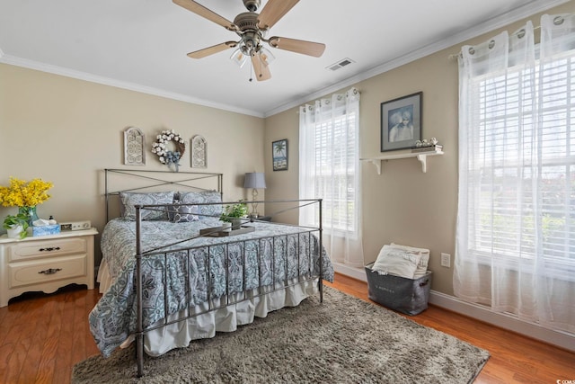 1609 Bridgebrook Ln, Conway, SC 29527 - bedroom with ornamental molding, wood finished floors, ceiling fan, and baseboards