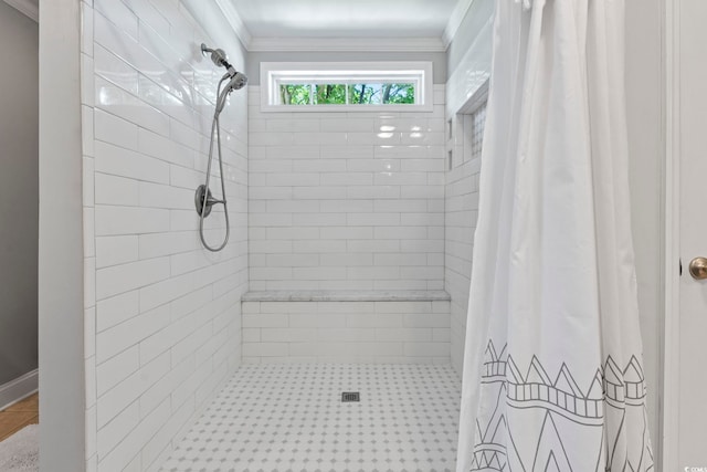 1609 Bridgebrook Ln, Conway, SC 29527 - full bath featuring tiled shower and ornamental molding