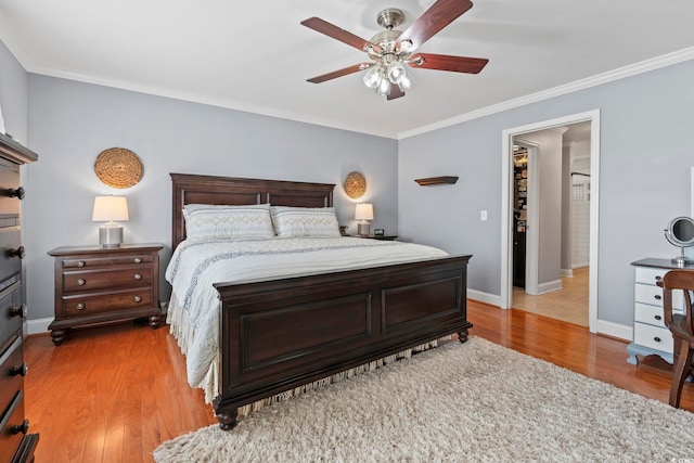 1609 Bridgebrook Ln, Conway, SC 29527 - bedroom with crown molding, wood finished floors, baseboards, and ceiling fan