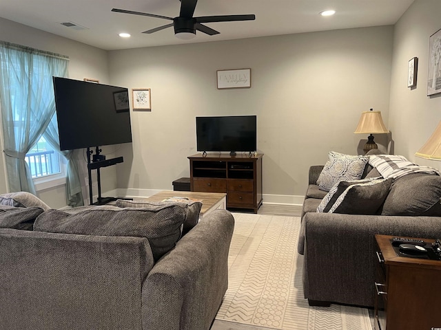 2529 Suzanne Dr, Conway, SC 29526 - living area with a ceiling fan, baseboards, and recessed lighting