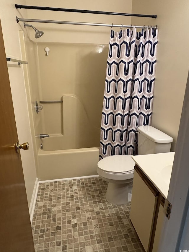 1930 Bent Grass Dr Unit 39H, Surfside Beach, SC 29575 - bathroom featuring toilet, shower / bath combo with shower curtain, and vanity