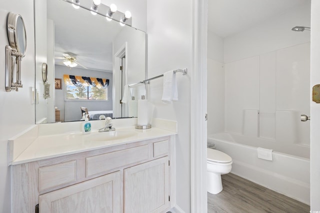 775 Plantation Dr Unit 28, Little River, SC 29566 - full bath with vanity, ceiling fan, wood finished floors, and tub / shower combination